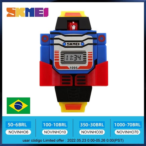 SKMEI Orologi per bambini LED Digitali per bambini Orologi sportivi Robot Trasformazione Giocattoli Ragazzi Orologi da polso montre enfant 1095 240116