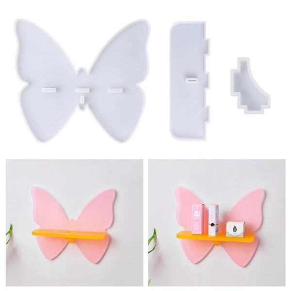 Equipamentos borboleta prateleira de parede resina epóxi molde bowknot suporte molde silicone diy artesanato decorações para casa ferramentas fundição