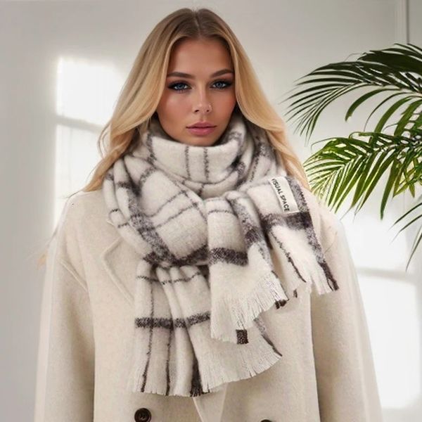 Winter Plaid Print Kaschmir Poncho Schal Mode Britischen Stil Warme Pashmina Dicke Decke Bufanda Hijab Schal Warps Echarpe 240115