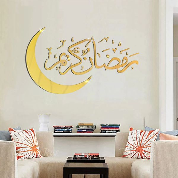 Eid Mubarak Adesivos de Parede Decorações do Ramadã para Casa Kareem Islâmico Muçulmano Decoração de Festa Al Adha Presentes 240116