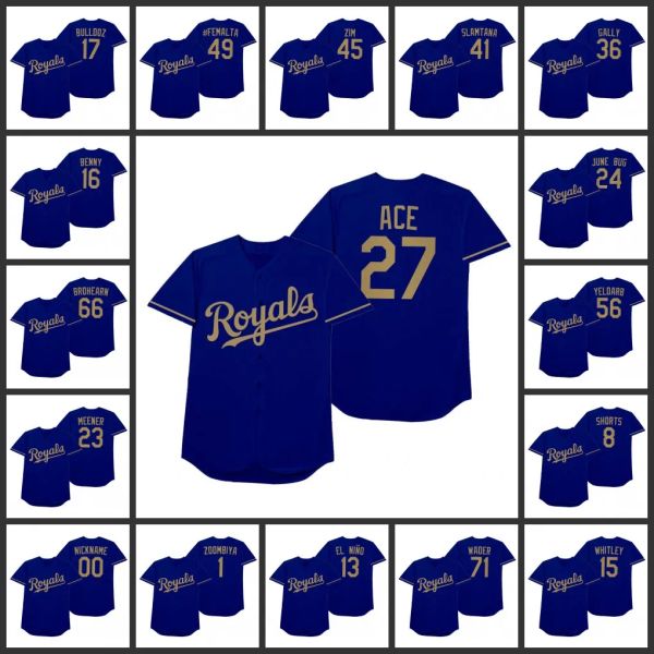 Kansas City''Royals''Männer Frauen Jugend Salvador Perez El Nino Whit Merrifield Whitley Brad Keller Yeldarb Custom Blue Players''Weekend Spitzname Trikot