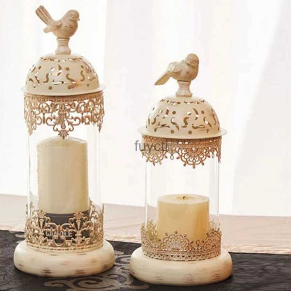 Castiçais estilo marroquino castiçal castiçal com tampa de vidro preto branco decorativo cúpula desktop ornamento para decoração de casa casamento yq240116