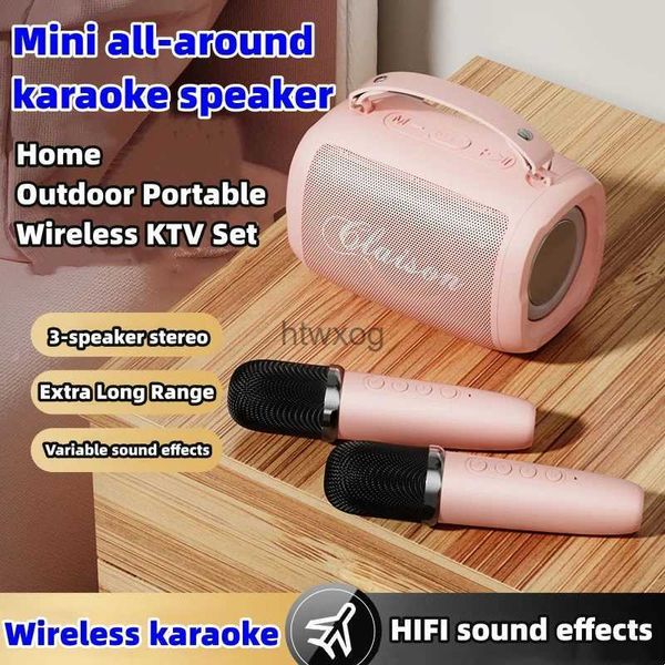 Tragbare Lautsprecher Caixa de som Bluetooth-Mikrofonlautsprecher integrierter tragbarer drahtloser Haushaltslautsprecher Kinder-KTV kleines Mini-Audiosystem YQ240116