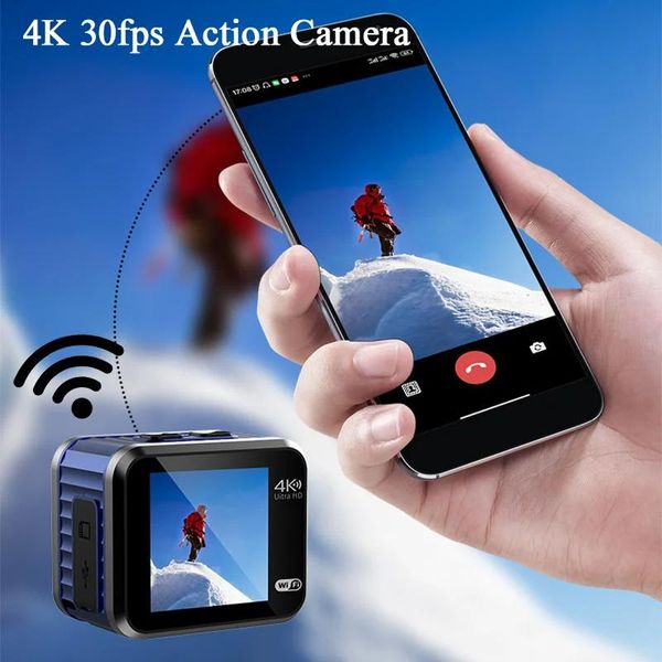 Kameras 4K 30fps Wifi Action Kamera Ultra HD Fernbedienung Mini Kamera Wasserdicht Fahrrad Motorrad Helm Sport Camcorder für Auto bicycl