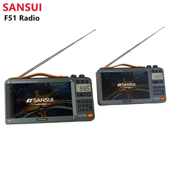 Радио SANSUI F51 Портативный 7-дюймовый беспроводной Bluetooth-динамик с большим экраном Открытый многодиапазонный радиоприемник с картой MP3 Музыкальный плеер Наушники