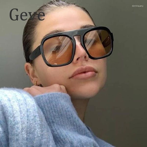 Óculos de sol vintage piloto para mulheres marrom óculos moda marca design oversized óculos de sol 2024 tons uv400