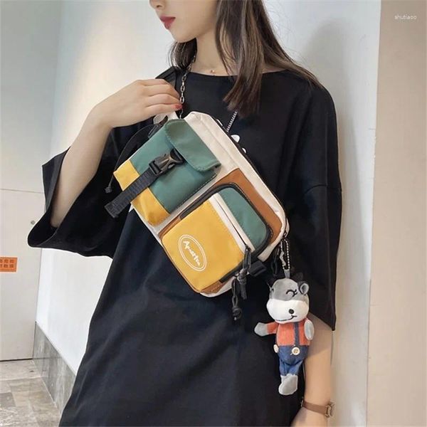 Taille Taschen Frauen Männer Brust Nylon Schulter Umhängetasche Für Telefon 2024 Trend Koreanische Mode Gymnasiast Handtaschen Bolsas