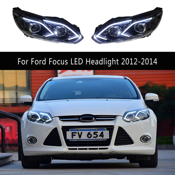 Für Ford Focus LED Scheinwerfer 12-14 Fernlicht Angel Eye Projektor Objektiv Kopf Lampe Auto Teile Tagfahrlicht streamer Blinker