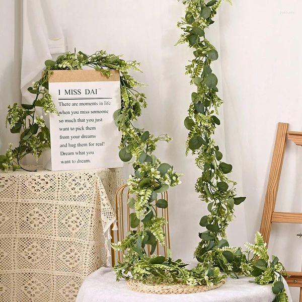 Dekorative Blumen, 1,8 m, künstlicher Eukalyptus, persische Blattrebe, Hochzeit, Heimdekoration, Kunststoffpflanze