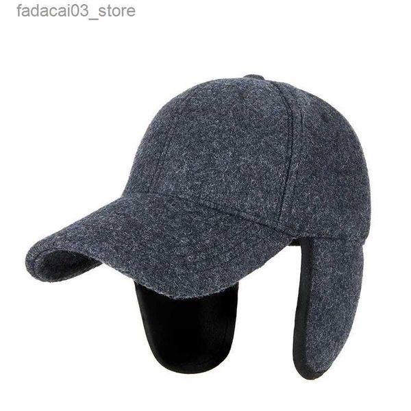 Top Caps Baba Kış Bombacı Şapkası Yetişkin Kayak Kalın Sıcak Polar Astar Hisset Şapkası Büyük Baş Adam Artı Boyut Yün Beyzbol Kapağı 55-59cm 60-65cm Q240116
