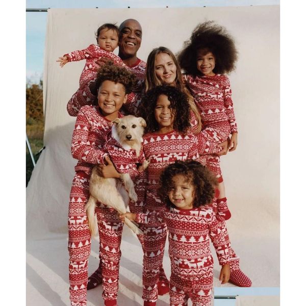 Familie passende Outfits Mutter Tochter Vater Sohn Look Outfit Baby Mädchen Strampler Nachtwäsche Pyjamas 2023 Weihnachtspyjamas 231207 Dro Dhpfn