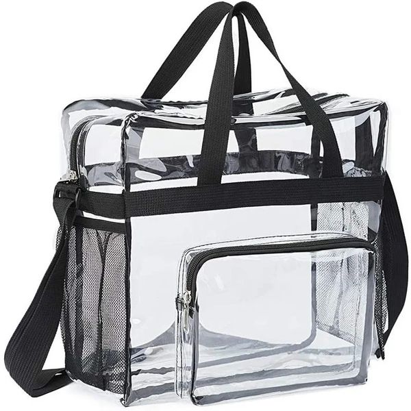 PVC-Damentaschen, Lunchtasche, tragbar, große Kapazität, wasserdicht, Reisewaschbeutel, transparente Schulter-Crossbody-Handtasche für Frauen 240116