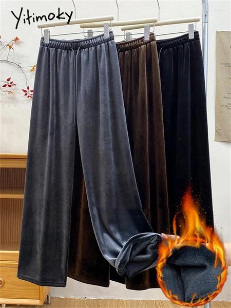 Damenhose Yitimoky Veet mit weitem Bein für Damen, Herbst/Winter 2024, hohe Taille, Baggy, lässig, gerade, Damen, volle Länge