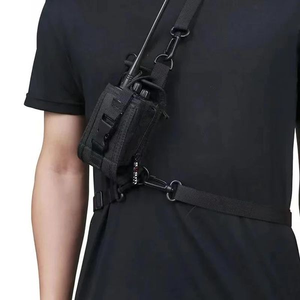 Bolsa de talkie walkie talkie com cinto de cintura suspensa e saco de caixa de cinto de ombro para msc20a msc20e twoway radio casos