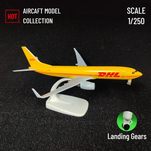 Maßstab 1:250, Nachbildung eines Metallflugzeugmodells von DHL Airlines B737, Flugzeug, Luftfahrt, Dekoration, Miniatur-Kunstsammlung, Kinder- und Jungenspielzeug 240115