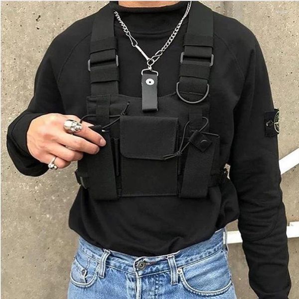 Marsupi da uomo funzionali unisex tattici marsupi a tracolla moda hip hop gilet streetwear pack ragazza ragazzo nero cool rig