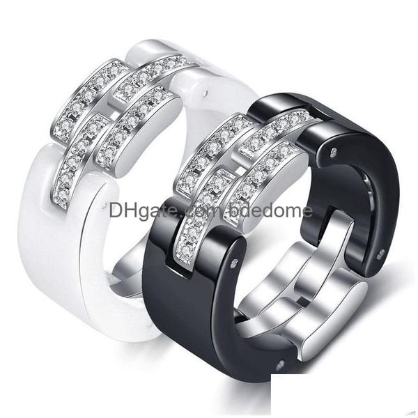 Bandringe Mode Keramik Schwarz Weiß Liebhaber Verformbare Ringbänder Diamant Passende Ringe Für Liebhaber Kreative Valentinstag Geschenke Wholesa Dhbvx