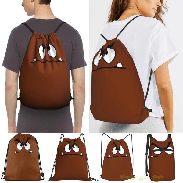 Alışveriş çantaları goomba gözler erkekler amacıyla çizim sırt çantası kadınları açık seyahat sırt çantaları spor salonu eğitimi yüzme fitness çantası