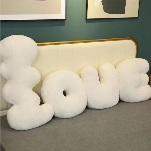 Luxo branco fofo decoração de casa almofada letras de amor lance fronha travesseiro sofá travesseiro 240115