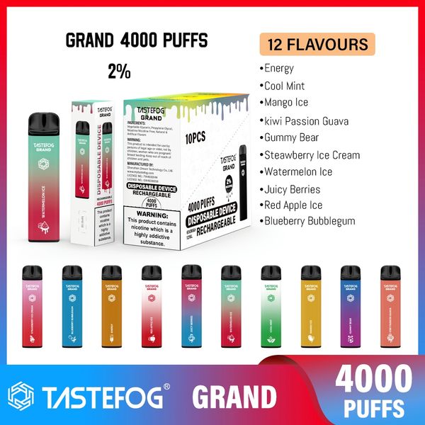 Atacado I Vape Bobina de Malha Caneta Vape Descartável 4K 10K 12K DHGATE Puff Distribuidores TASTEFOG GRAND Preço de Fábrica Descartável E Cigarro