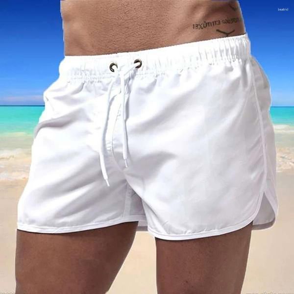 Shorts masculinos verão troncos nadar secagem rápida esportes casual praia surf homens sexy ginásio respirável calças curtas masculino board brie