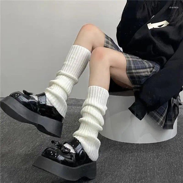 Calzini da donna 1/2 paia Lolita Kawaii Scaldamuscoli Coprigambe Bianco JK Polsini per stivali stile college Leggings lavorati a maglia Dolci giapponesi