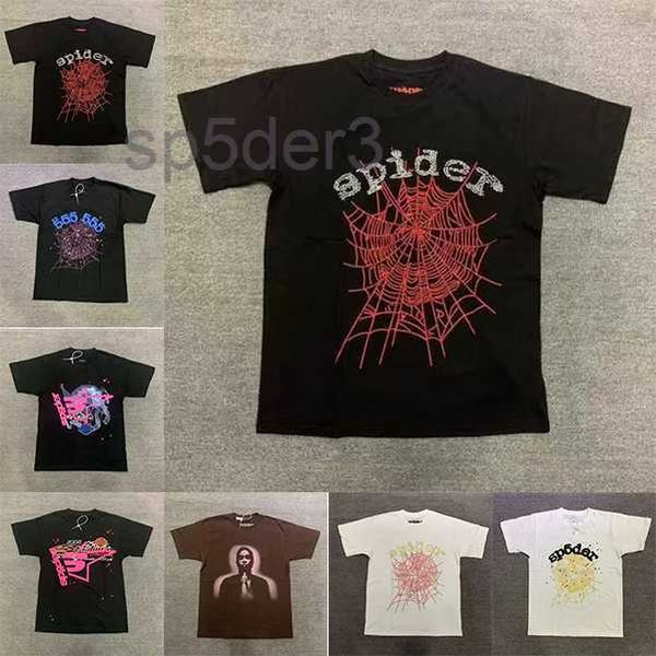 Homens Camiseta Rosa Young Thug Sp5der 555555 Mans Mulheres 1 Qualidade Espuma Impressão Spider Web Padrão Camiseta Moda Tees FBMF