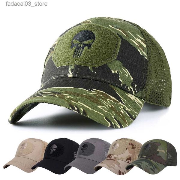 Berretti da baseball Berretti da baseball con teschio militare Camouflage Tattico Esercito Combattimento Paintball Basket Calcio Cappelli estivi regolabili da sole Uomo Donna Q240116