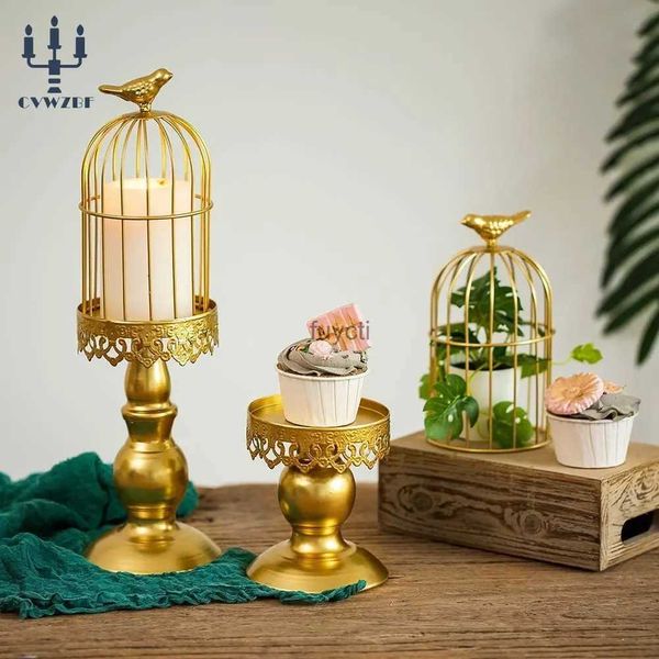 Mum tutucular Avrupa metal retro kuş kafesi mum tutucu mum ışığı akşam yemeği romantik sevgililer günü düğün dekorasyon ev dekor yq240116