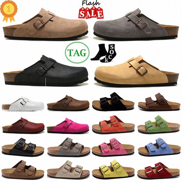 Boston Zoccoli Pantofole firmate Birken Sandali Uomo Donna Cork Flat Arizona Mayari Pelle scamosciata in pelle di serpente Slide Clog Infradito Fibbia StrapbC62 #