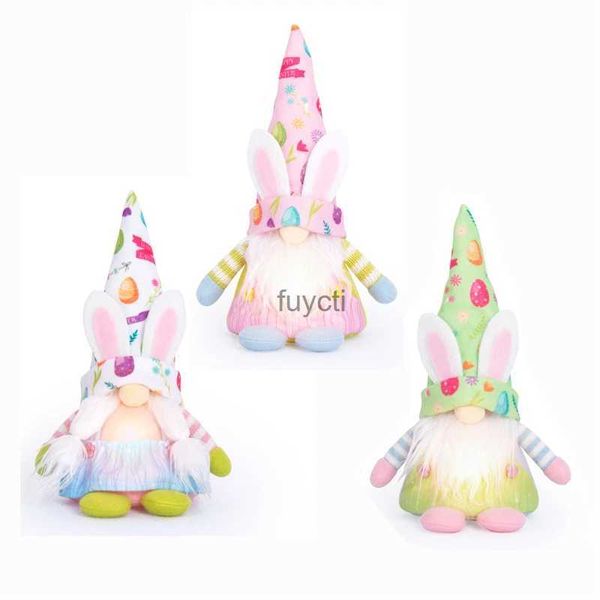 Outros suprimentos para festas de eventos 6 PCS Iluminado Coelho Páscoa Handmade Plush Elf Toy Presente Coelho Presentes Primavera Mesa Decorações de Férias Atacado XB YQ240116