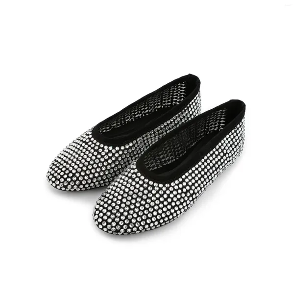 Kleid Schuhe Große Größe Slip-On Flats Voller Diamanten Stilvolle Runde Kappe Laufsteg Loafers Strass Frauen Zapatos Mujer Primavera