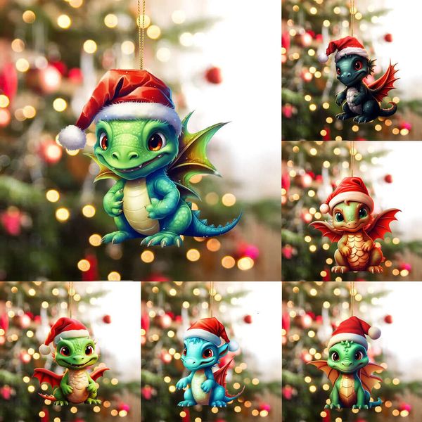 Neue Banner Luftschlangen Konfetti Weihnachten Acryl Drache Baby Ei Ornament Weihnachten hängender Weihnachtsbaum Anhänger Ornament Weihnachtsdekorationen DIY Geschenk 2024