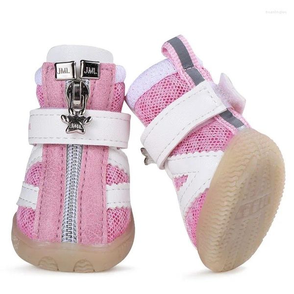 Vestuário para cães 4pcs sapatos antiderrapantes pequenos ao ar livre malha respirável capa protetora botas S-XXL