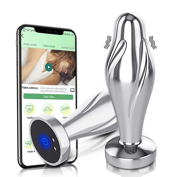 Brinquedo sexual massageador, 7 modos, aplicativo, vibrador anal, plug anal, brinquedo para mulheres, homens, massageador de próstata, controle remoto, brinquedos de aço 18