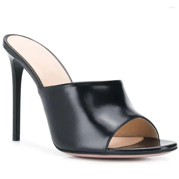 Chinelos sexy de salto alto mules sapatos de festa de verão ao ar livre marca designer slides senhoras preto rosa nu flip flops tamanho grande