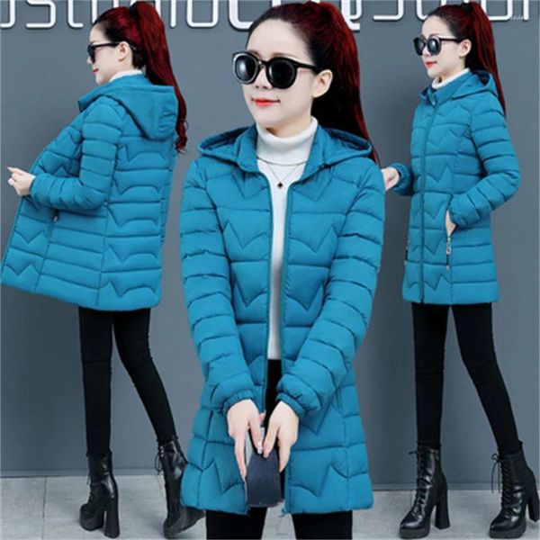 Frauen Trenchcoats Frauen Daunen Baumwolle Mantel Weibliche Winter Parkas Jacke Lange Hodded Gepolsterte Plus Größe 6XL Mittleren Alters Mutter Parka mantel