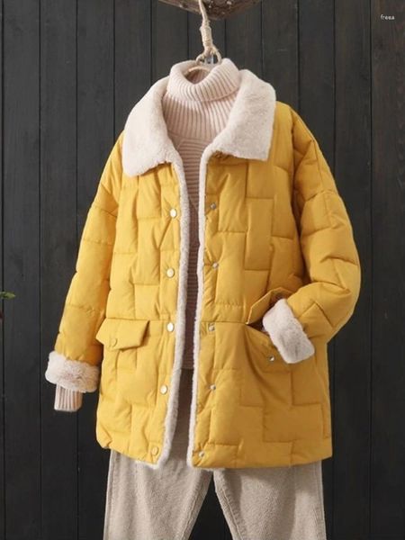 Damen Trenchcoats Wintermantel Frauen Jacke Harajuku Revers Lose Warme Dicke Parkas Gesteppte Freizeitkleidung Weibliche Outwear Streetwear
