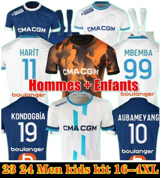 23 24 MILIK Fußballtrikots 2023 2024 Marseille Maillot Fuß CUISANCE BAKAMBU unter GERSON PAYET Fußballtrikots Männer Kinder Kit GUENDOUZI DIENG Fans Spielerversion322