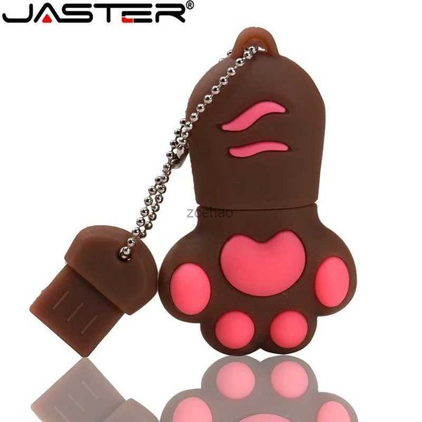 USB-флеш-накопители JASTER Cartoon Cat Paw USB-флеш-накопитель 64 ГБ Cute Pen Drive 4 ГБ 8 ГБ 16 ГБ 32 ГБ Красный флеш-накопитель USB2.0 Бесплатный брелок для ключей Memory Stick