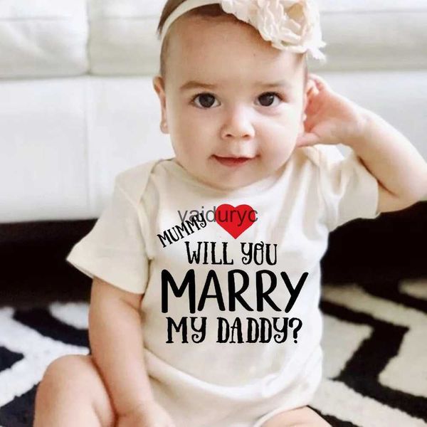 Macacão mamãe você vai casar com meu papai impressão bebê bodusuit proposta camisas infantis meninos meninas roupa roupas propostas ideias criança rompervaiduryc