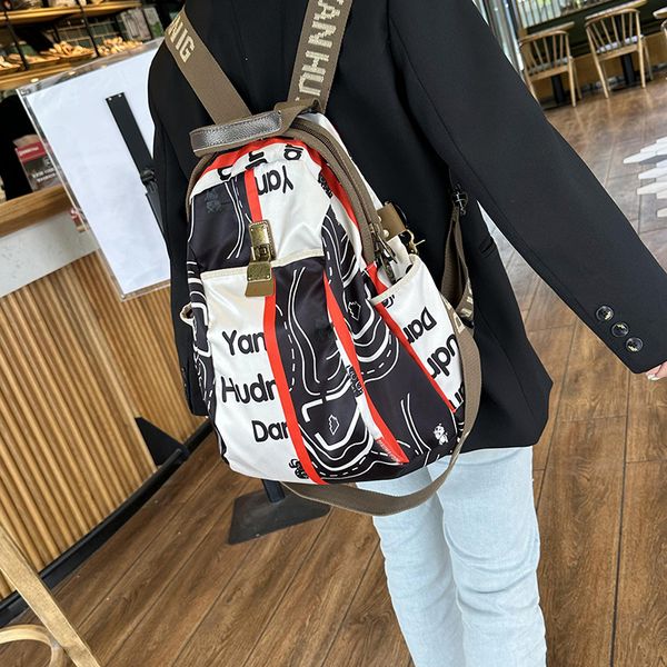 Zaino da viaggio Borsa da viaggio in tela da donna alla moda Borsa da scuola Zaino da donna in tessuto Oxford