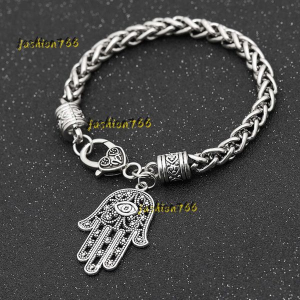 Designer Antique Sier Chain Pulseiras Hamsa Jóias para Mulheres Homens Meninas Senhora Moda Elegante Fátima Mão 2024 Coração Charme Pulseira Bangle Presentes