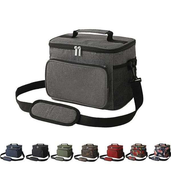 Grande capacidade floral portátil saco de almoço para mulheres homens comida saco térmico praia refrigerador piquenique bolsa isolada tote bolsas de viagem 240116