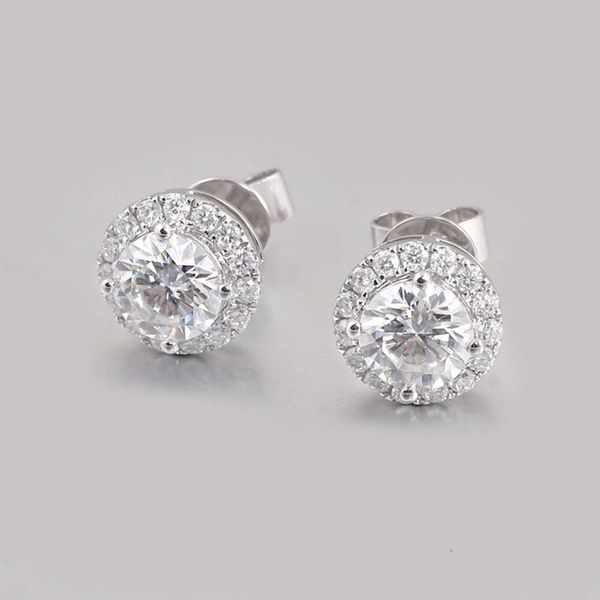 Leichter Schmuck Edelstein-Ohrring 5 mm Diamant-Moissanit-Ohrringe 10 Karat 14 Karat Weißgold für Damen, modisches Geschenk, Party, Klasse