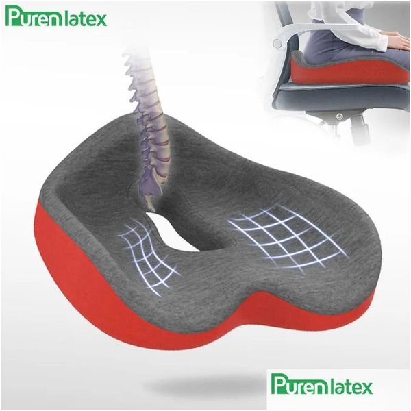 Cuscino per sedia in coccige Purenlatex Comfort Memory Foam Cuscino ortopedico per sollievo dal dolore alla zona lombare del coccige e della sciatica 231228 Dh7Rp