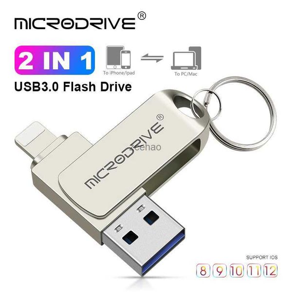 USB-Flash-Laufwerke, drehbares USB 3.0-Flash-Laufwerk für iPhone mit 2-in-1-USB-A-zu-Lightning-Schnittstelle, USB 3.0-Stick für iPhone 7/8/9/11/12/13/iPad L2101