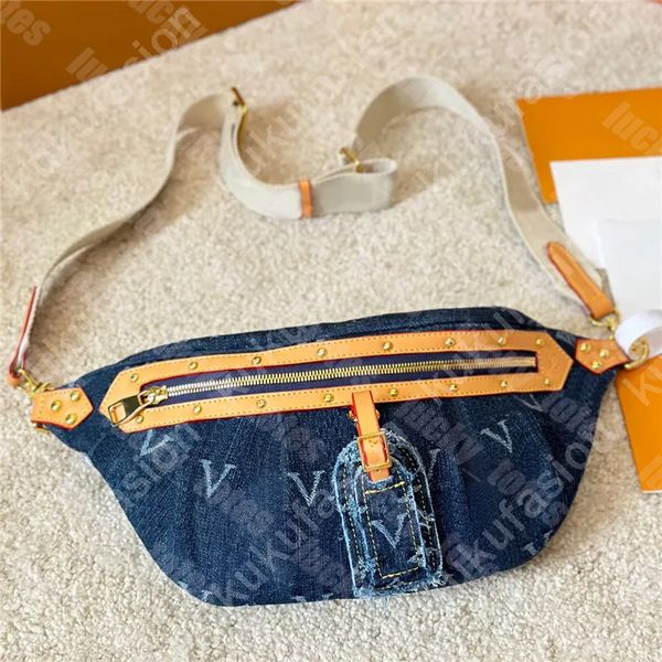 Designer-Jeans-Bauchtasche für Damen, luxuriöse Cowboy-Taillentasche, modische Gürteltasche, Retiro-Brust-Fanny-Packs, voller Buchstaben, kausale Fannypacks