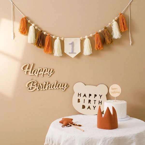 1 conjunto feliz aniversário bolo toppers bandeira bandeira chá de fraldas festa de aniversário cupcake topper decorações do bolo de aniversário do bebê suprimentos 240116