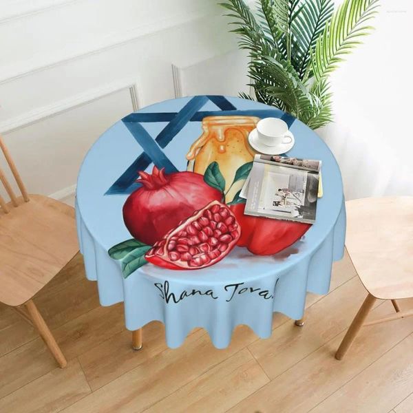 Tischdecke Rosh Hashanah Runde Tischdecke Obst Wasserdicht Retro Hochzeit Geburtstag Party Grafikbezug